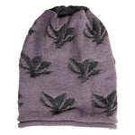 FabSeasons Floral Medium Gray Acrylic Woolen Slouchy Beanie and Skull Cap for Winters