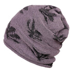 FabSeasons Floral Medium Gray Acrylic Woolen Slouchy Beanie and Skull Cap for Winters