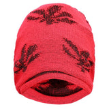 FabSeasons Floral Red Acrylic Woolen Slouchy Beanie and Skull Cap for Winters