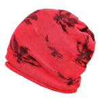FabSeasons Floral Red Acrylic Woolen Slouchy Beanie and Skull Cap for Winters
