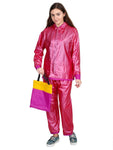 FabSeasons Purple Waterproof Raincoat for women -Adjustable Hood & Reflector at back for Night visibility