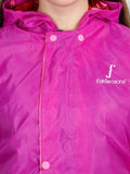 FabSeasons Purple Waterproof Raincoat for women -Adjustable Hood & Reflector at back for Night visibility