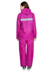 FabSeasons Purple Waterproof Raincoat for women -Adjustable Hood & Reflector at back for Night visibility